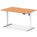 Dynamic Air Lite height adjustable desk with scalloped edge in beech finish, featuring a sleek, modern design for ergonomic working.