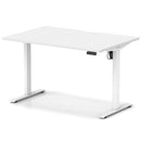 White Air Lite height adjustable desk with scalloped edge by Dynamic, featuring a sleek modern design and smooth surface.
