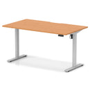 Dynamic Air Lite height adjustable desk with scalloped edge in beech wood finish, featuring sleek design and ergonomic functionality.