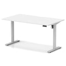 White Air Lite height adjustable desk with scalloped edge from Dynamic, showing the sleek surface and adjustable height mechanism.