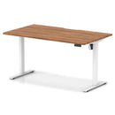 Dynamic Air Lite height adjustable desk with scalloped walnut edge, showcasing sleek design and ergonomic workspace features.
