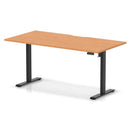 Dynamic Air Lite height adjustable desk with scalloped edge in beech wood, showcasing its sleek design and adjustable features.