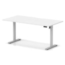 White Air Lite height adjustable desk with scalloped edge by Dynamic, featuring a sleek modern design and adjustable height in the image.