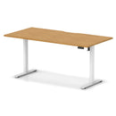 Dynamic Air Lite height adjustable desk with scalloped oak edge, featuring a sleek wooden surface and ergonomic design.