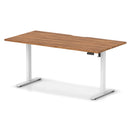 Dynamic Air Lite height adjustable desk with scalloped edge in walnut finish, showcasing its sleek, modern design.