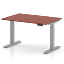 Air 800mm Deep Height Adjustable Desk With Cable Ports - Brick Red