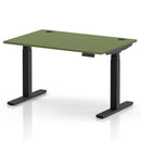 Air 800mm Deep Height Adjustable Desk With Cable Ports - Moss Green