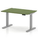Air 800mm Deep Height Adjustable Desk With Cable Ports - Moss Green