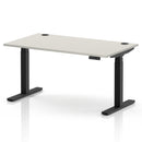 Air 800mm Deep Height Adjustable Desk With Cable Ports - Dove Grey