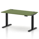 Air 800mm Deep Height Adjustable Desk With Cable Ports - Moss Green