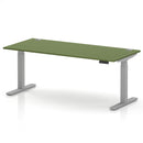 Air 800mm Deep Height Adjustable Desk With Cable Ports - Moss Green