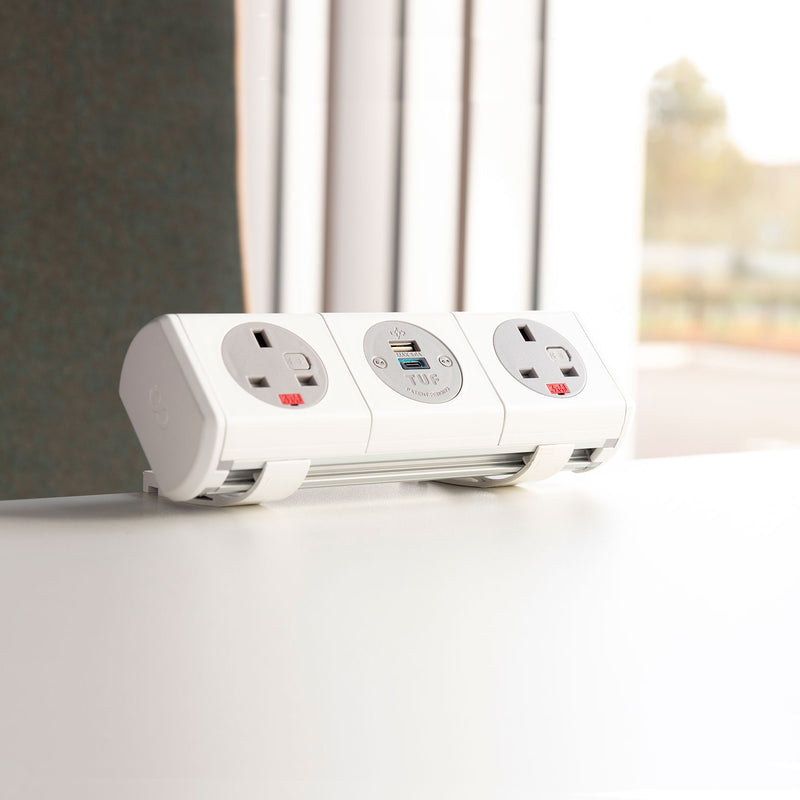 Hubble Clip-On Power Module 2 x UK Sockets, 1 x TUF (A&C Connectors) USB Charger - NWOF