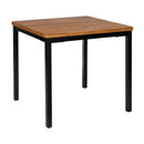 Square Hardy dining table with Bison table base by ZAP, showcasing a sleek wooden surface and sturdy metal legs.