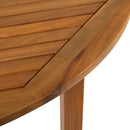 Close-up of ZAP Hardy round dining table top, showing the 110cm diameter wooden surface with detailed craftsmanship.