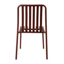 Brick red ZAP Henley stacking side chair with a wooden seat and backrest, featuring a modern, minimalist design.