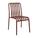 Brick red ZAP Henley stacking side chair with a modern design and wooden legs, perfect for dining or casual seating.