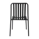 Charcoal grey ZAP Henley stacking side chair with a modern design and wooden legs, shown from the back view.