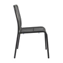 ZAP Henley stacking side chair in charcoal grey with a modern, minimalist design and sleek wooden legs.