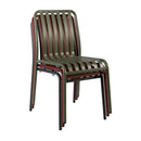Stacked Henley side chairs by ZAP, featuring modern design with wooden legs and upholstered seats for versatile seating.