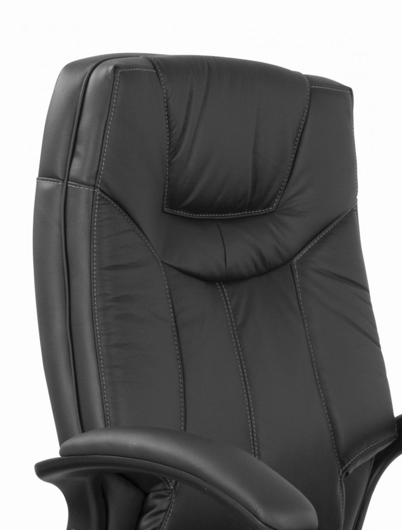 Hudson High Back Leather Faced Executive Armchair With Upholstered Armrests