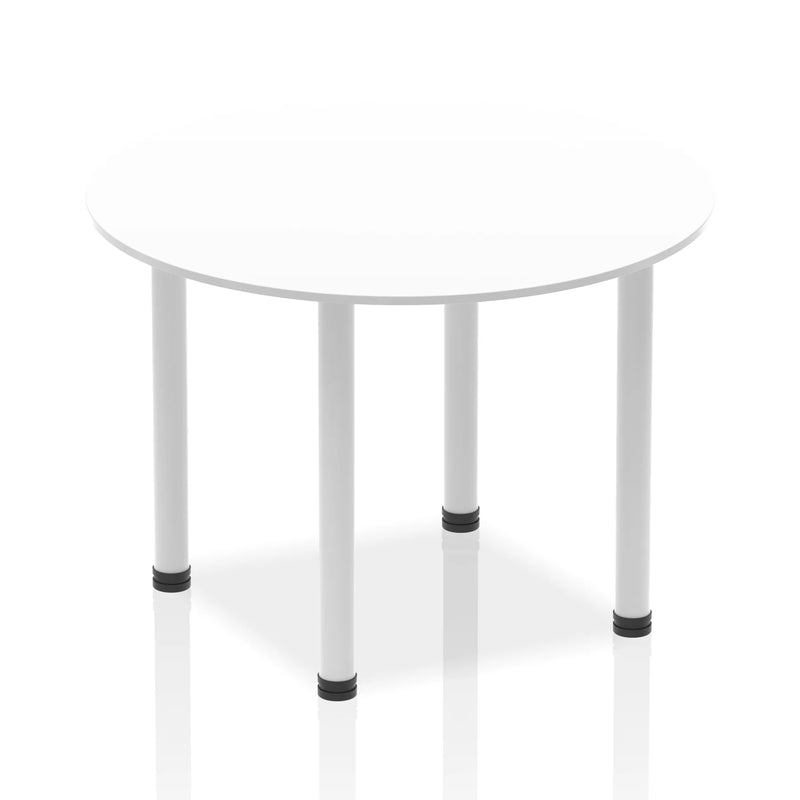 Impulse Round Table With Post Leg - White