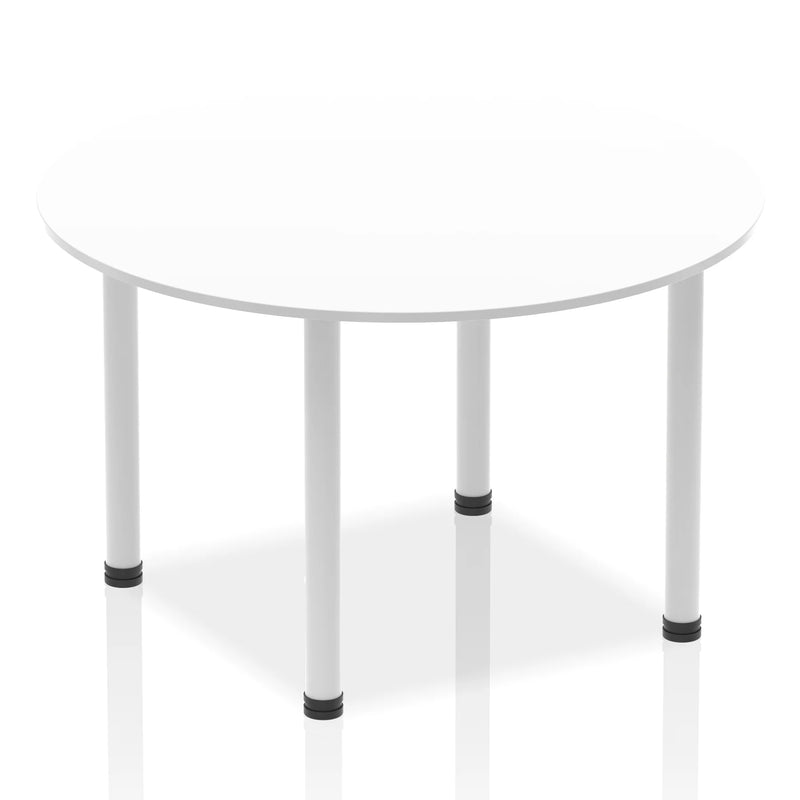 Impulse Round Table With Post Leg - White