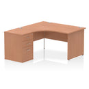 Dynamic Impulse Panel End Leg Crescent Desk with 600mm deep Beech high pedestal bundle, featuring a sturdy desk and storage unit.