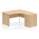 Dynamic Impulse Panel End Leg Crescent Desk with 600mm deep maple high pedestal bundle, featuring sleek desk and storage components.