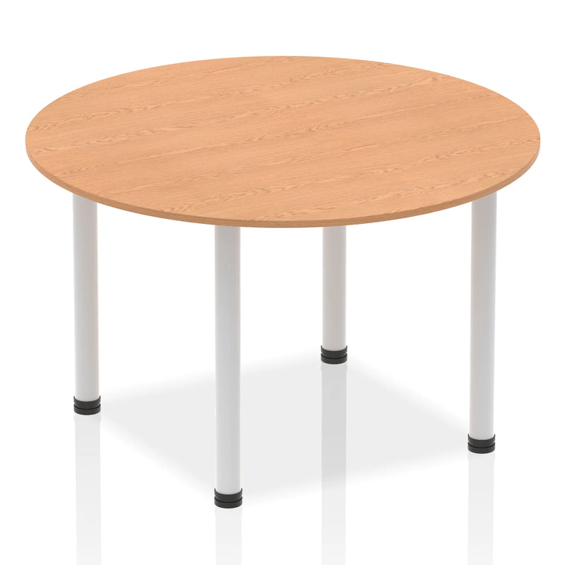 Impulse Round Table With Post Leg - Oak