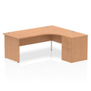 Dynamic Impulse Panel End Leg Crescent Desk with 600mm deep oak high pedestal bundle, featuring modern design and sturdy construction.