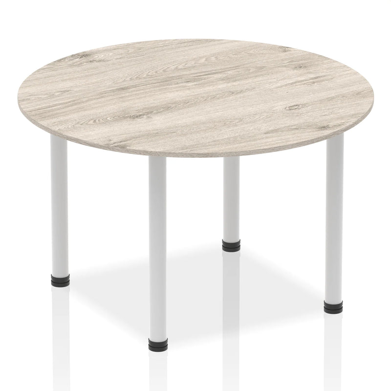 Impulse Round Table With Post Leg - Grey Oak