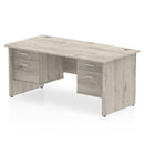 Impulse 1800mm Panel End Straight Desk With Two Fixed Pedestals - Grey Oak
