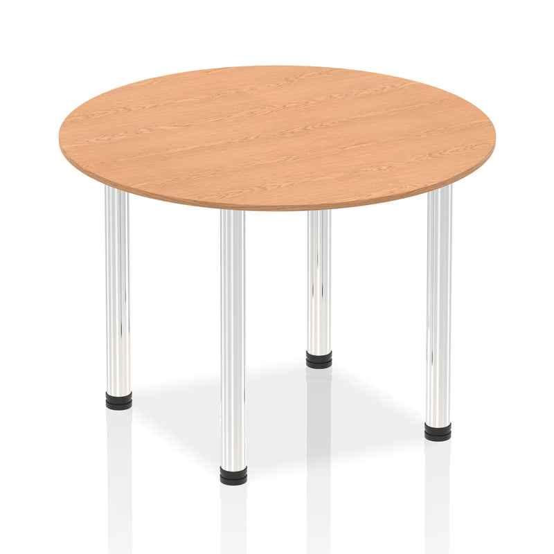 Impulse Round Table With Post Leg - Oak