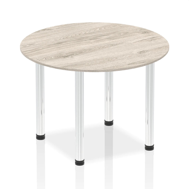 Impulse Round Table With Post Leg - Grey Oak