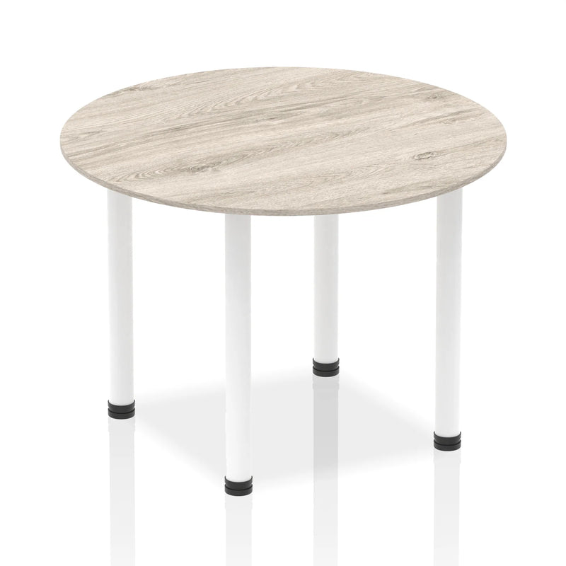 Impulse Round Table With Post Leg - Grey Oak