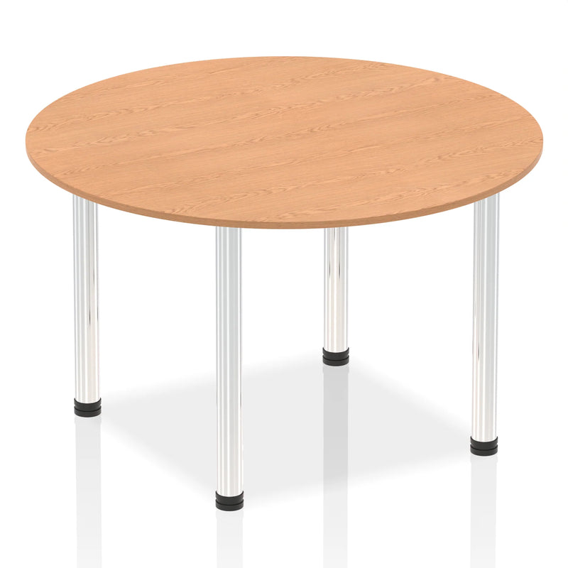 Impulse Round Table With Post Leg - Oak