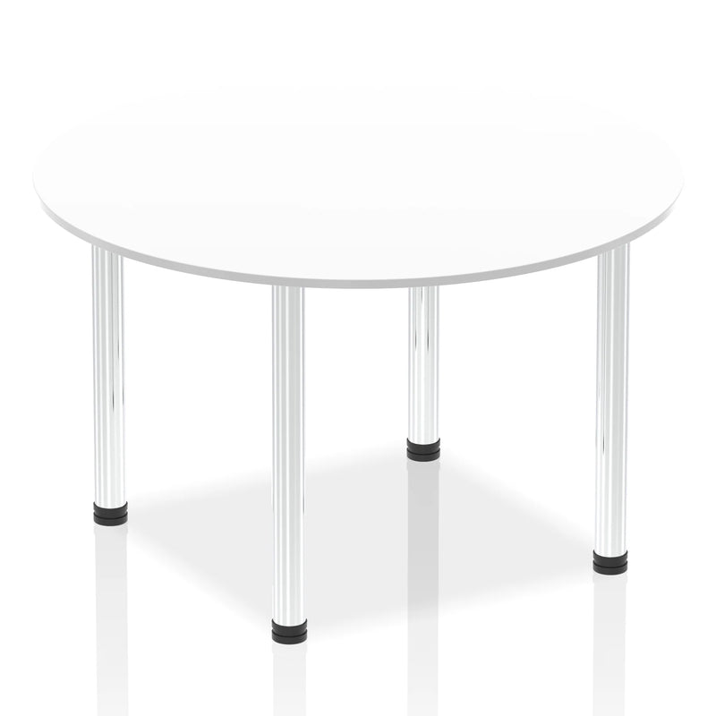 Impulse Round Table With Post Leg - White