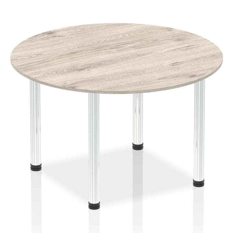 Impulse Round Table With Post Leg - Grey Oak