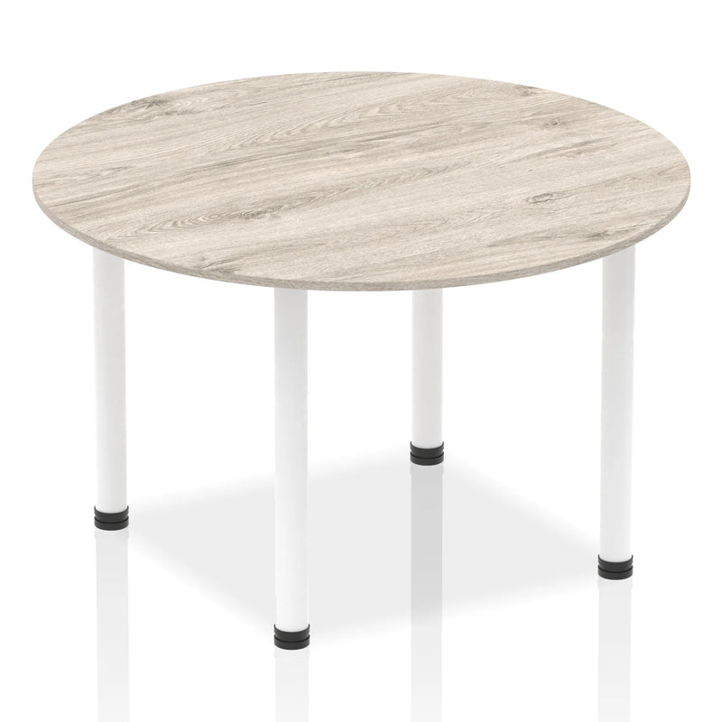 Impulse Round Table With Post Leg - Grey Oak