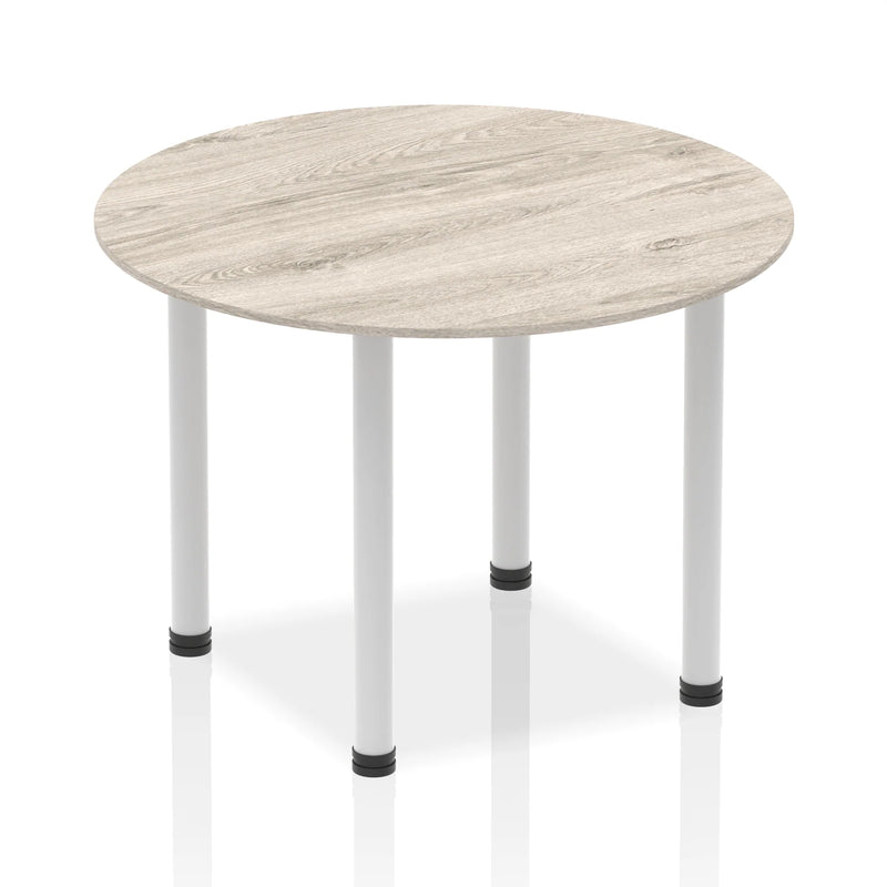 Impulse Round Table With Post Leg - Grey Oak