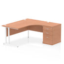 Impulse Crescent Desk With 600mm Deep Desk High Pedestal Bundle - Beech - NWOF