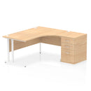 Impulse Crescent Desk With 600mm Deep Desk High Pedestal Bundle - Maple - NWOF