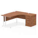 Impulse Crescent Desk With 600mm Deep Desk High Pedestal Bundle - Walnut - NWOF