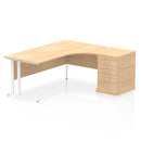 Impulse Crescent Desk With 600mm Deep Desk High Pedestal Bundle - Maple - NWOF