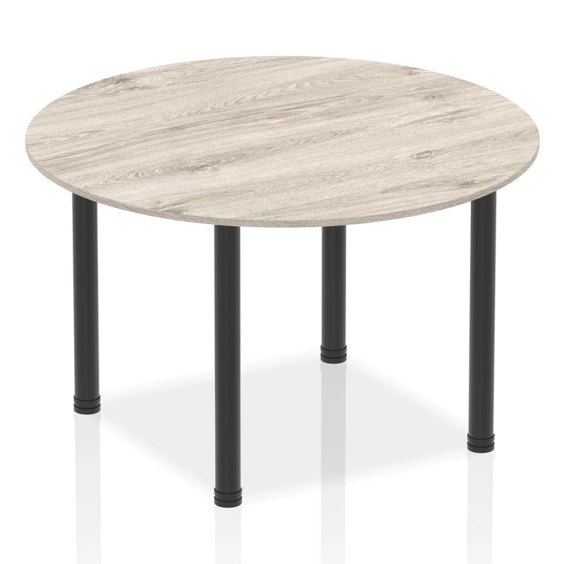 Impulse Round Table With Post Leg - Grey Oak