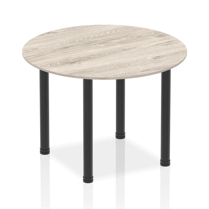 Impulse Round Table With Post Leg - Grey Oak