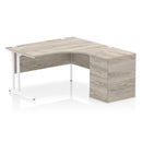 Impulse Crescent Desk With 600mm Deep Desk High Pedestal Bundle - Grey Oak - NWOF