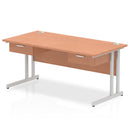 Impulse Cantilever Straight Desk With Two One Drawer Fixed Pedestals - Beech