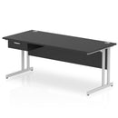 Impulse Cantilever Straight Desk With Single One Drawer Fixed Pedestal - Black