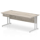 Impulse Cantilever Straight Desk With Single One Drawer Fixed Pedestal - Grey Oak